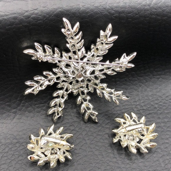 Vintage Sarah Coventry Brooch Earring Demi Parure Evening Snowflake Rhinestone - Picture 2 of 7